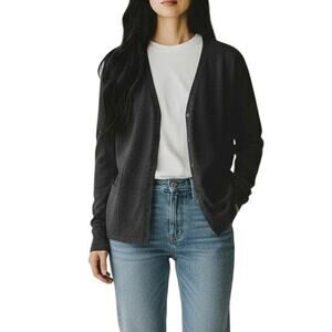 Toad Co Gray Gypsy Knit Wool Cardigan Sweater Womens Sz Small Neutral Loose Fit